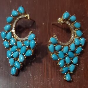 Turquoise & Diamond Statement  Earrings - Women Jewelry